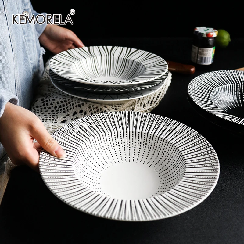 

Ceramic Western Deep Plate Dish Pasta Dish Restaurant Cafe Dish Saucer Soup Plate Pasta Bowl Salad Straw Hat Plate Tableware