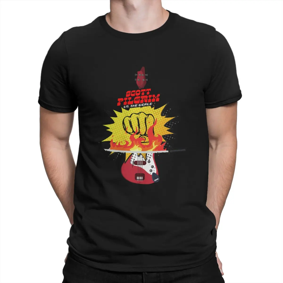 

Красочная Мужская футболка с рисунком из комиксов, Футболка Скотт Пилигрим против мировой игры, с круглым вырезом и коротким рукавом, тканевая футболка, качественные Подарки на день рождения