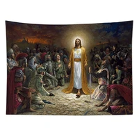 Renaissance Christmas Christ Wall Hanging Jesus Preached Scene 3d Watercolor Christian Tapestry For Bedroom Living Room Decor