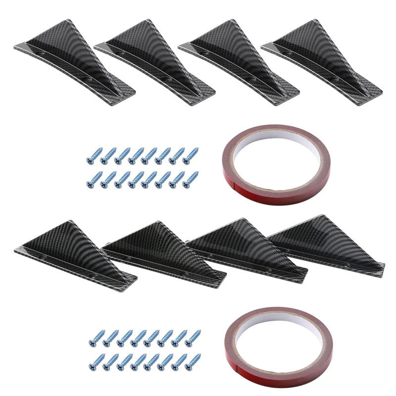 

4Pcs Universal Carbon Fiber Car Rear Bumper Diffuser Triple-cornered Spoiler Bumper Bottom Spoiler Lip Separator