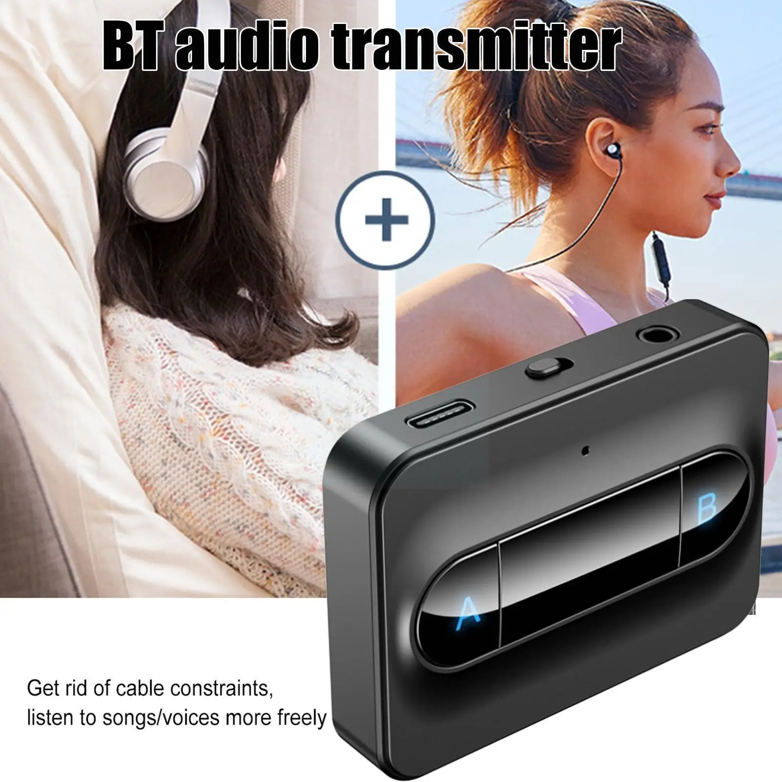 

Multipoint Bluetooth-compatible 5.0 Audio Transmitter RCA Adapter Stereo Low AUX Connect Wireless 2 Headphones Latency 3.5m A2Y4