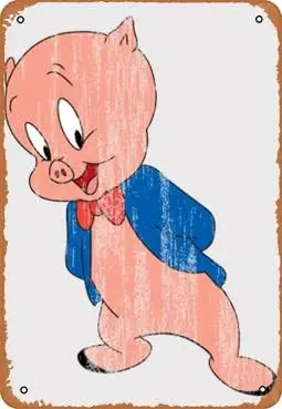 Металлический знак порки свинка Ретро мультяшный персонаж изношенный вид