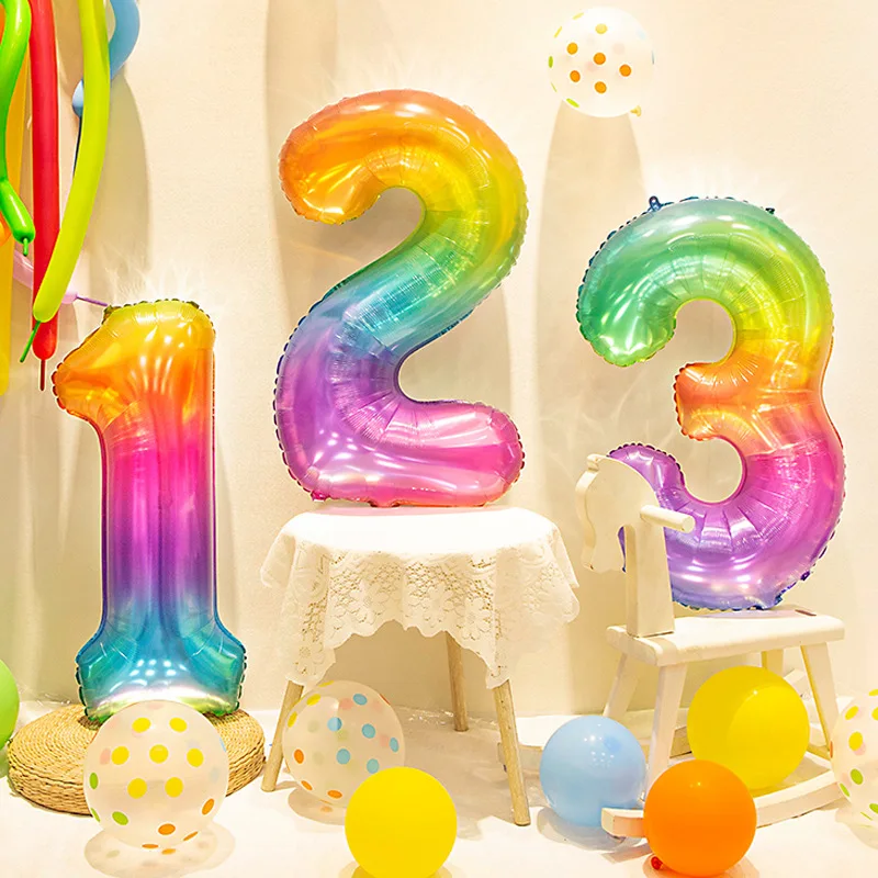 

0-9 16inch Jelly Gradual Color Digital Balloons Birthday Party Wedding Balloon Decoration Baby Show Gradient-colored balloon