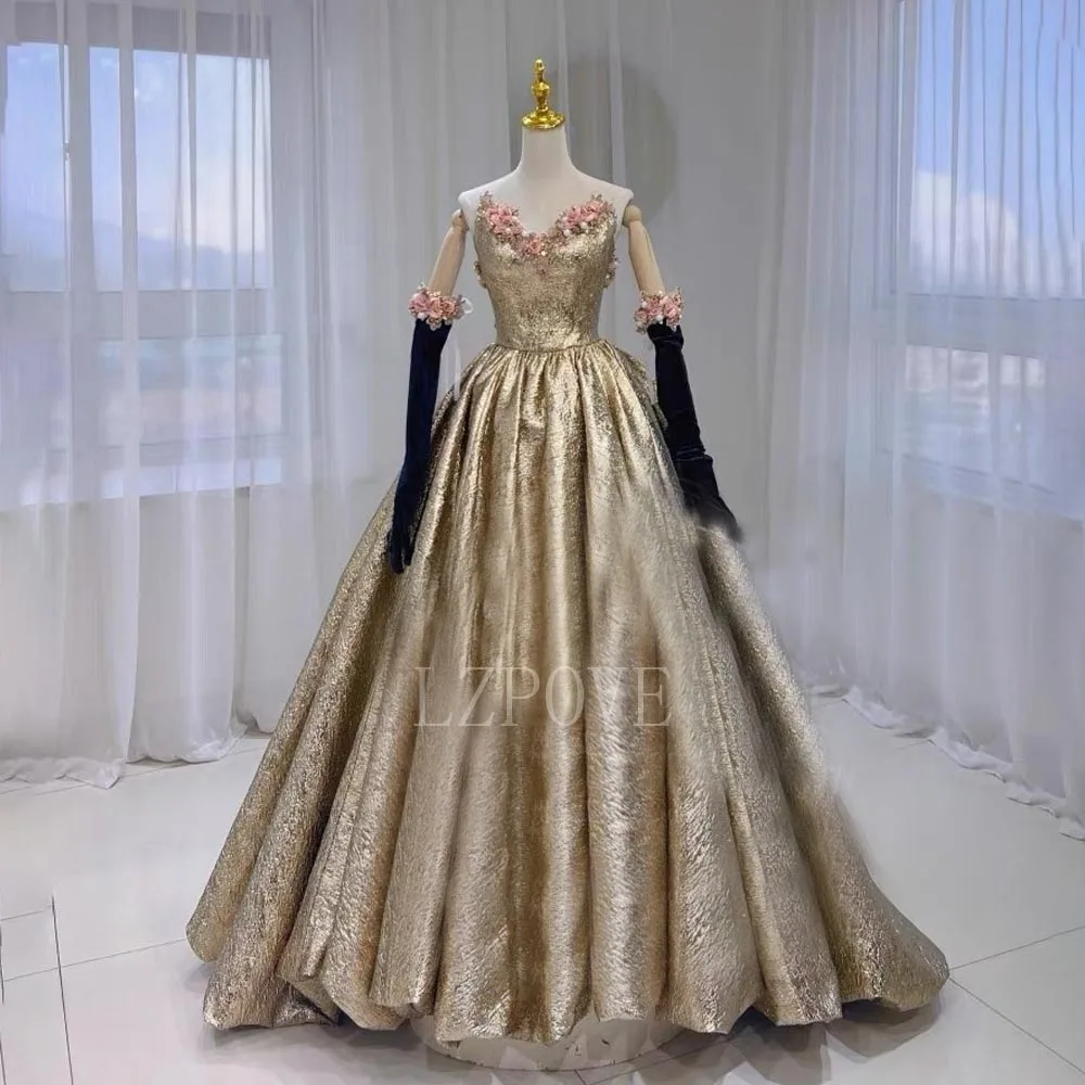 LZPOVE реальное фото Роскошные вечерние платья 2024 милое 3D Цветочное платье бальное