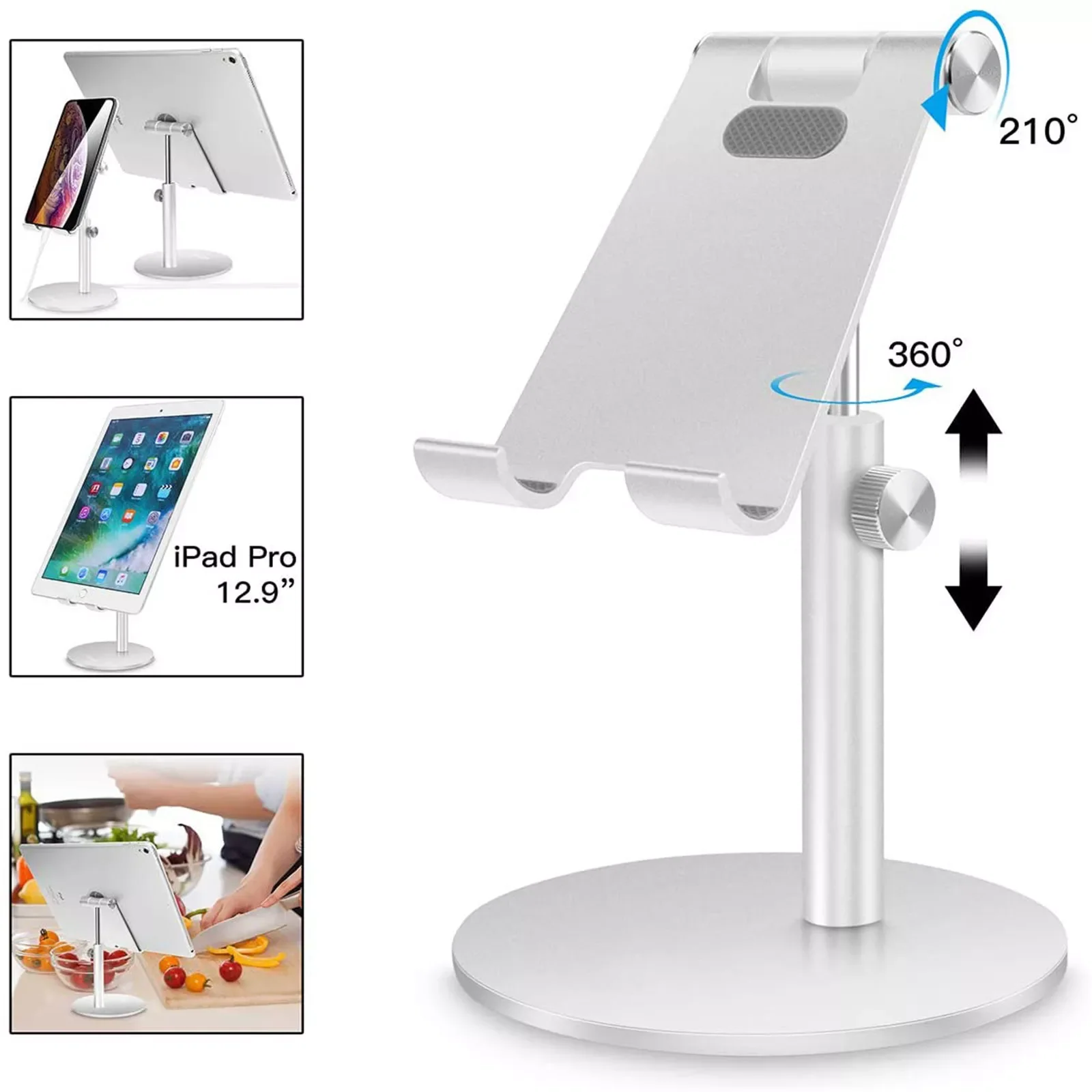 Tablet Stand Adjustable,Aluminum Desktop Stand Holder Dock Compatible 4-13 Inch Tablet for IPad 7.9 9.7 10.5 11 Phone Holder