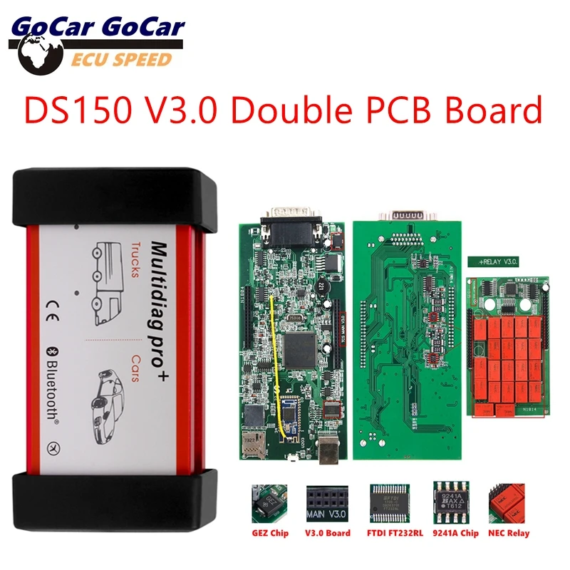 

Multidiag Pro 2017.R3/ 2020.23 V3.0 Dual Green Board PCB-True 9241 for Multiple Cars Truck Bluetooth OBD2 Diagnostic Tool