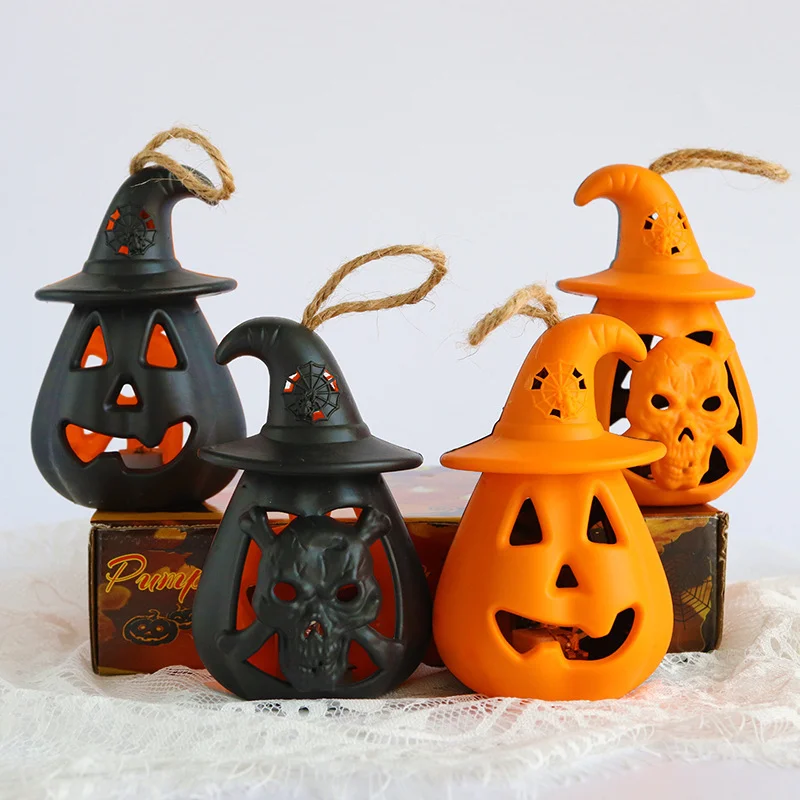 

LED Halloween Pumpkin Ghost Lanter Light Halloween Party Decorations for Home Holiday Bar Horror Props Hooded Lamp Kids Toy