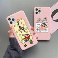 crayon shin chan phone case for iphone 13 12 11 pro max mini xs 8 7 6 6s plus x se 2020 xr matte candy pink silicone cover
