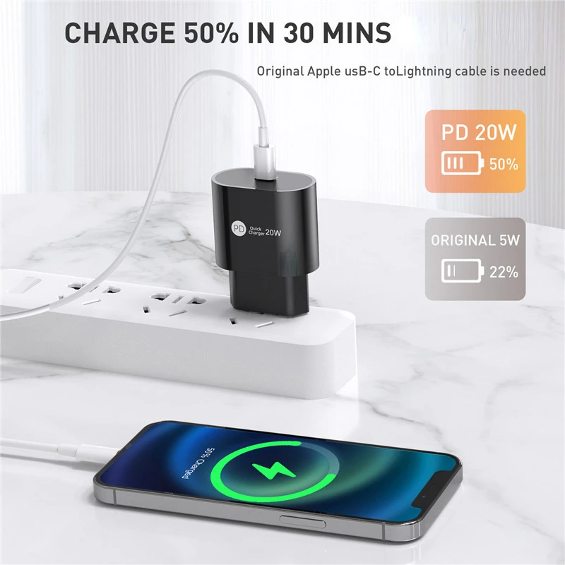 USB C Charger For iPhone 12 Pro Max Type C PD 3.0 Fast Charging Portable Phone Charger For iPhone 13 11