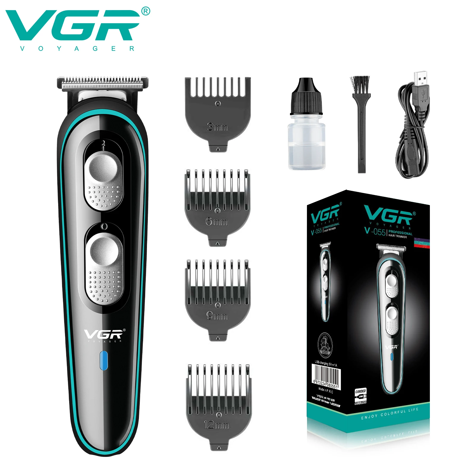 

VGR Hair Clipper Professional Trimmer Rechargeable Hair Cutting Machine Electric Haircut Machine Portable Clippers for Men V-055