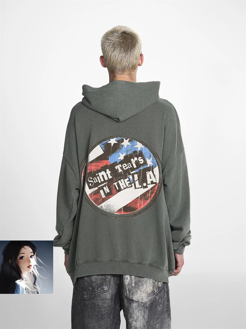 Мужская маска с принтом флага SAINT Tears толстовка из потертой махровой ткани