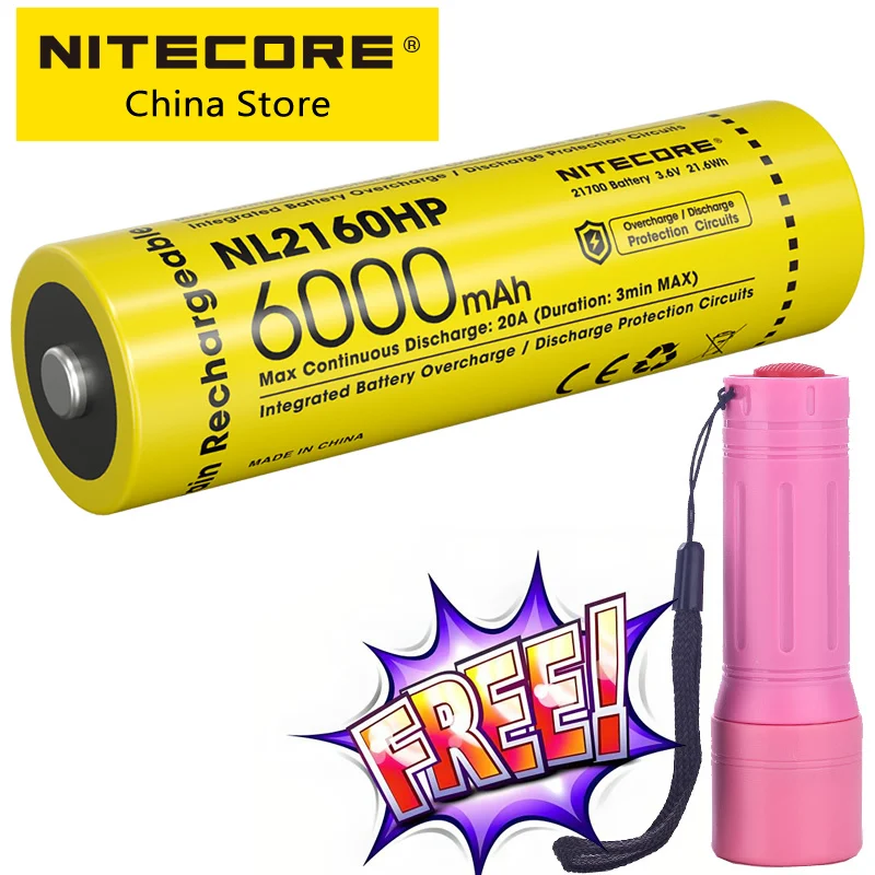 1 шт. литий-ионный аккумулятор NITECORE NL2160HP 21700 6000 мАч 20 А 3 6 В