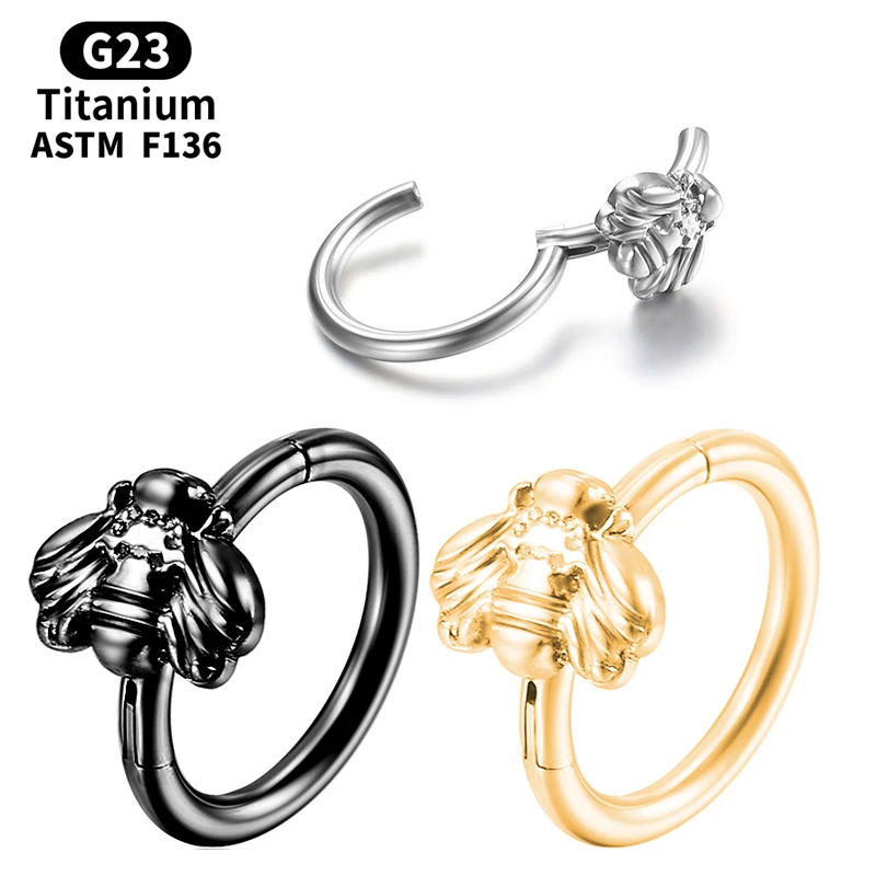 

Piercing Industrial Tragus Septum Clicker Cartilage Little Bee Labret Helix G23 Titanium Sexy Diaphragm Nose Ring Body Jewelry