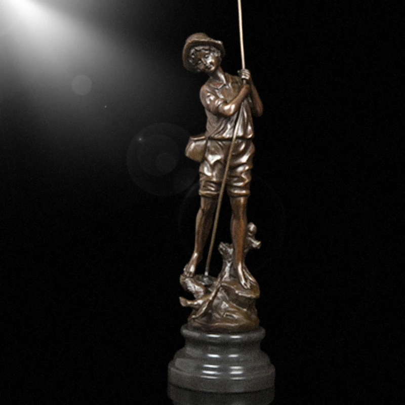 

European style antique casting bronze little boy statue for sale