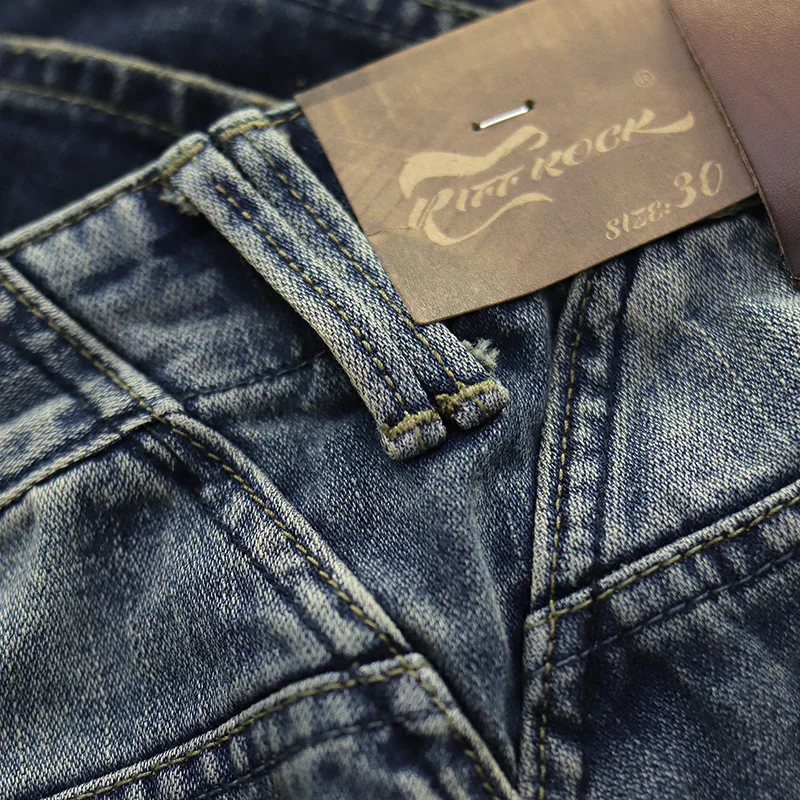 Retro American denim trousers men's Ami Kaji sand wash old slim small straight washed jeans.