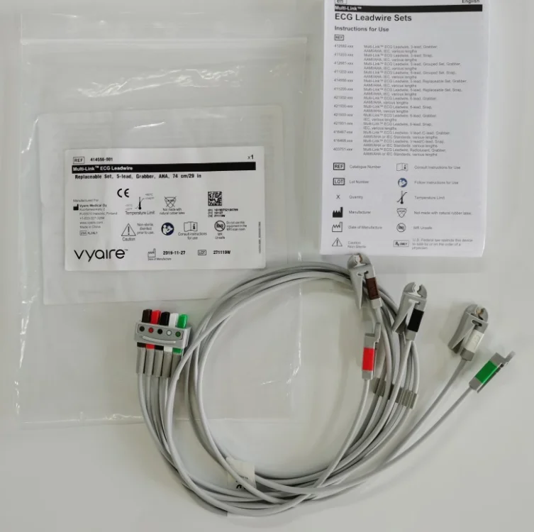Фото Для Vyaire GE Original Multi-Link ECG Leadwire Сменный комплект 5-свинцовый захват AHA 74 см/29 дюйма REF: 414556 -001 №1