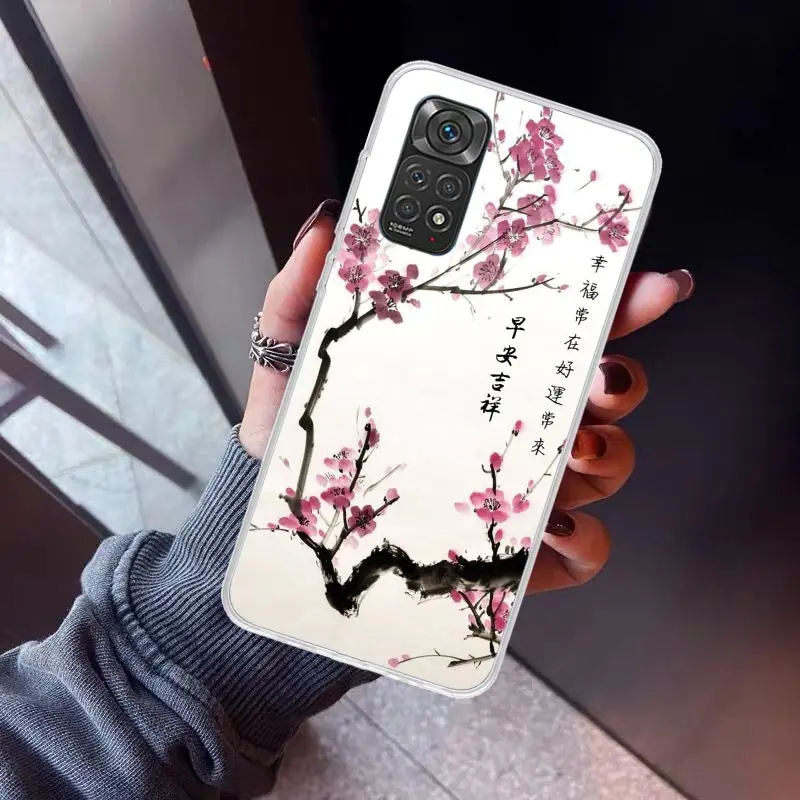 Cherry Blossom Tree Phone Case for Xiaomi Redmi Note 13 12S 12 11S 11 11E 11T 10S 10 Pro Plus 9 9S 8 8T 7 5G Soft Cover Fundas