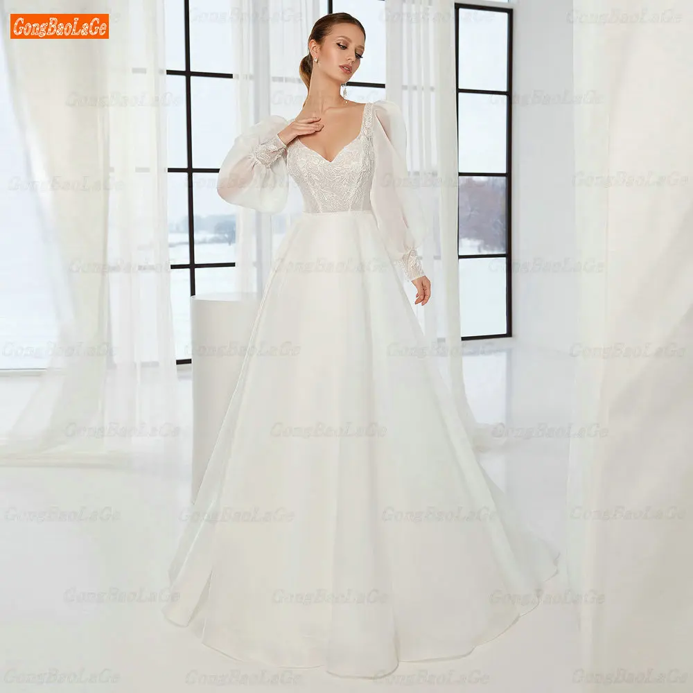 

2022 Luxury Wedding Dress for Women Mermaid Long Sleeves Bride Gown Backless Robe De Mariée Vestidos De Novia Boda Elegante