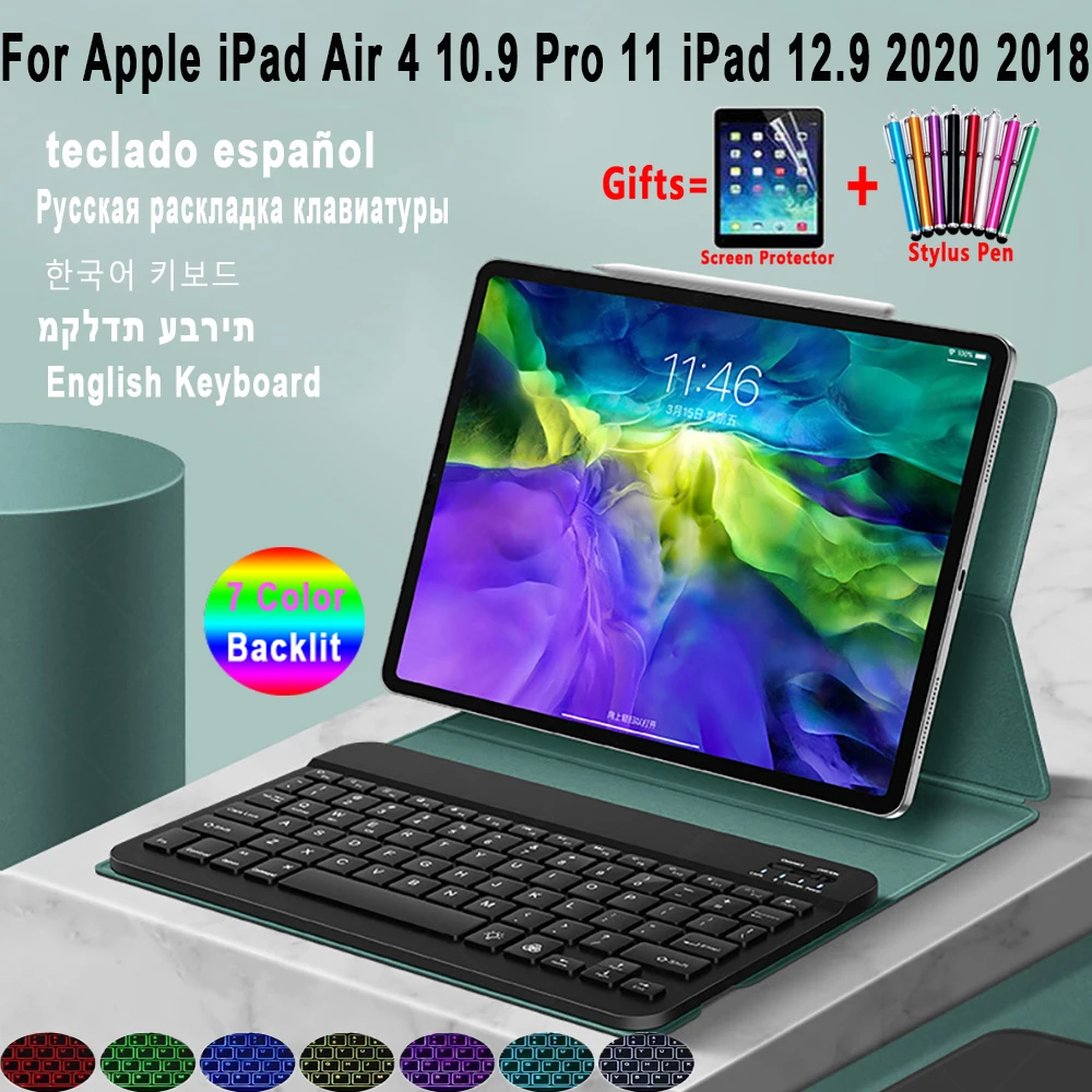 

Чехол для клавиатуры с подсветкой и мышью для iPad Air 4 10,9 Pro 11 iPad 12,9 2018 Air 4