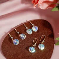 new exquisite fashion colorful rhinestone heart ear hooks for women girl party jewelry gifts