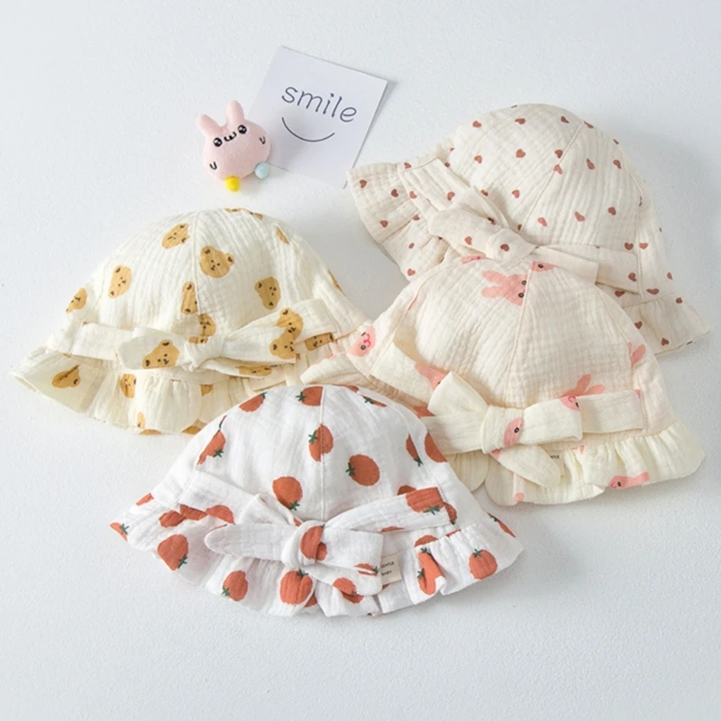 

Cotton Hat For Baby Muslin Hats For Baby Cotton Hat Toddler Bucket Hat With Strap Baby Hat Gauze Summer Toddler Hat A2UB