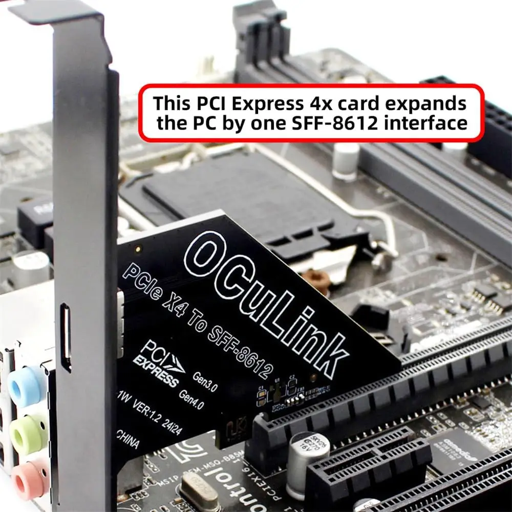 Фото PCI-Express 4.0 PCIE 8X Съемный адаптер для двойной Oculink SFF-8612/8611 VROC Raid0 для U.2 SSD eGPU Внешняя док-станция для видеокарты №5