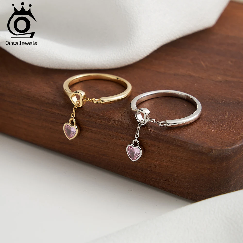 Кольцо ORSA JEWELS с блестящим розовым цирконом регулируемое кольцо на палец из