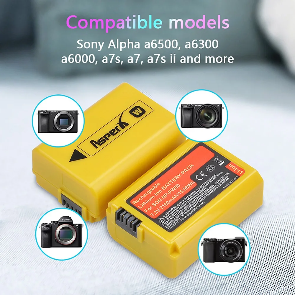 Аккумулятор 2160 мАч NP-FW50 для Sony NP FW50 A6000 A6500 A6300 A6400 A7 A7II A7R II A7S2 A55 NEX-3N RX10 iii Mk iv |