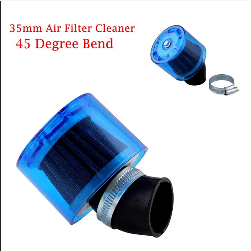 

45 Degree Bend 35mm Air Filter Cleaner For 50cc 110cc 125cc Splash Proof w/Cover