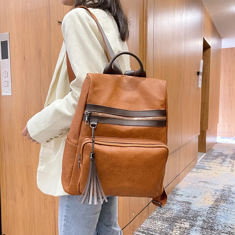 

Fashion Women's Backpack Pu Leather College Students School Bag Designer Travel Shoulder Bag Casual Backpacks Purses Mochilas