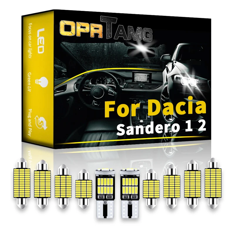 

OPRTAMG Interior LED For Dacia Sandero1 Sandero2 2004 2005 2006 2007 2008 2009 2010 2011 2012 2013-2022 Vehicle Bulb Light Auto
