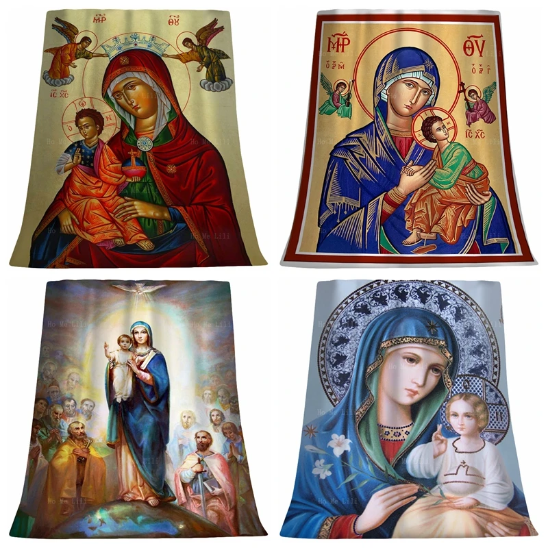 

The Mother Of Byzantine Art Our Lady Of Perpetual Help Queen Mary Apostle Soft Cozy Flannel Blanket Religious Gift By Ho Me Lili