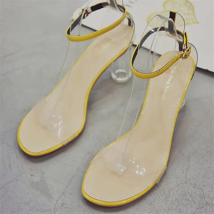 

French Style Simple Narrow Band High Heels Sandals Brand Thin Heels Women Sandals Super Hot Ins One Word Buckle Strap Sandals