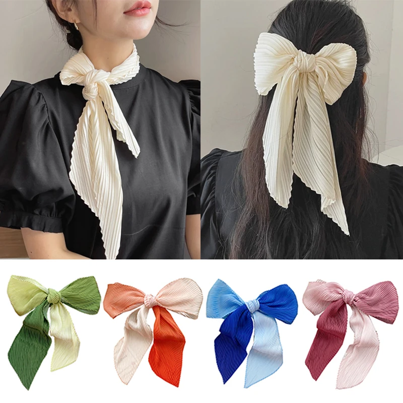 

Gradient Color Long Skinny Scarf Crinkle Ribbon Silk Scarf Soft All-match Pleated Scarves DIY Neck Tie Hair Band Tied Bag Scarf
