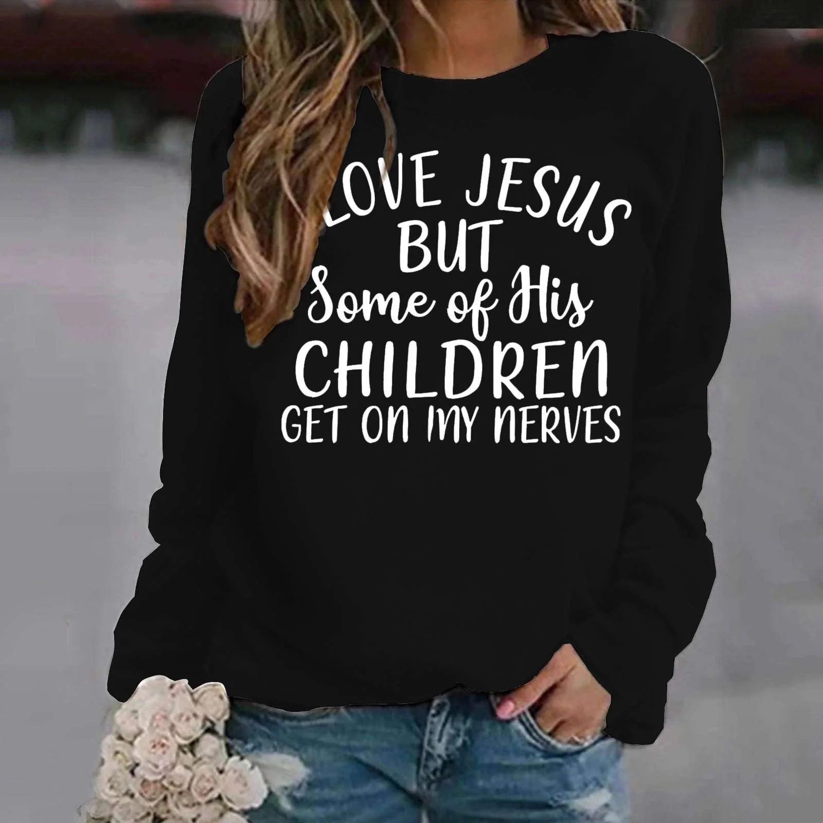 

Модная женская толстовка с длинным рукавом из смесовой хлопка Harajuku с принтом женская модная повседневная толстовка с круглым вырезом