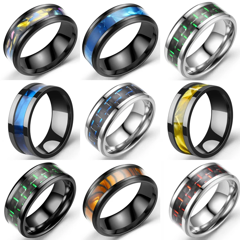 

Women Rings for Men Titanium Steel Ring Carbon Fiber Couple Ring Men's Finger-ring Set of Rings Women's Man