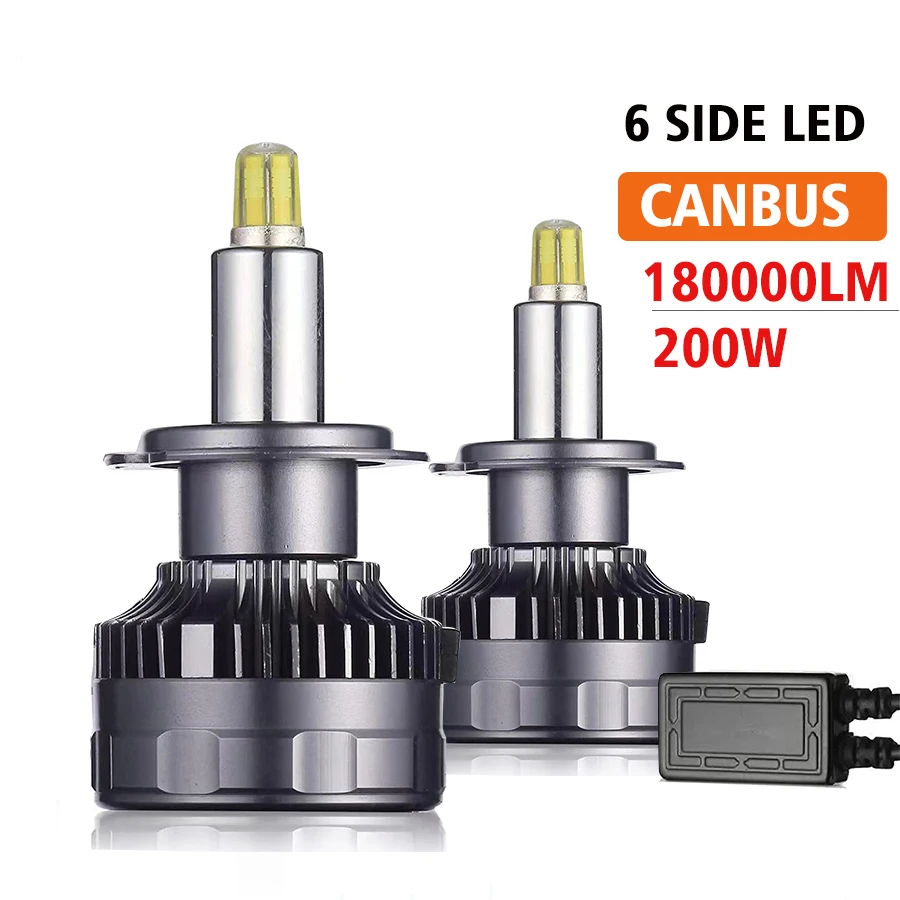 

2Pcs 180000LM 200W 72 CSP 3D 360 H7 Led Canbus Car Headlights Bulbs H11 H1 HB3 9005 HB4 9006 Auto Fog Lights Moto Mini Lamp