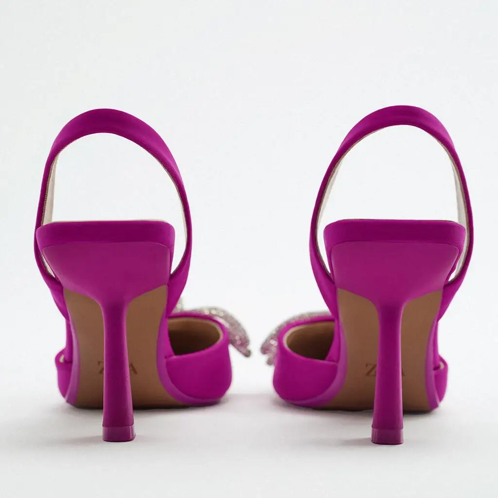 Босоножки женские на высоком каблуке пикантные сандалии с бантом яркие