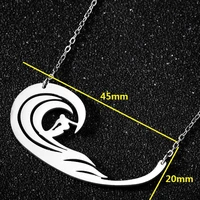 wangao new fashion stainless steel surfing pendant mens and womens wave pendant summer surfing collarbone chain jewelry gift