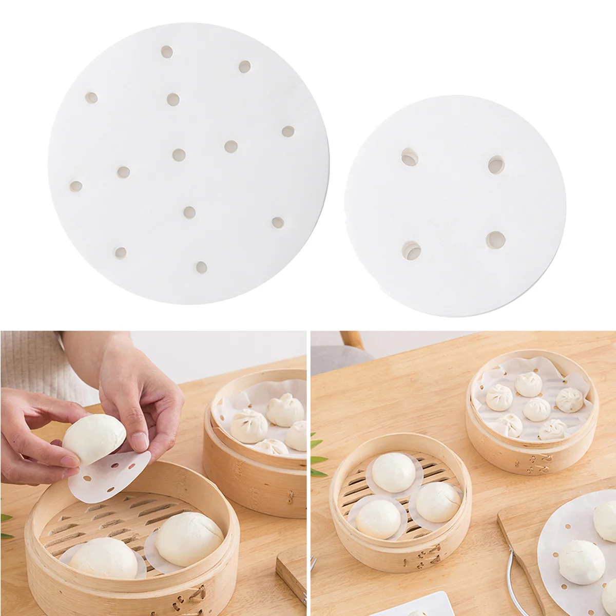 

200 Sheets Round Steamer Paper Disposable Steamer Pads BBQ Silicone Oil Paper Baking Paper