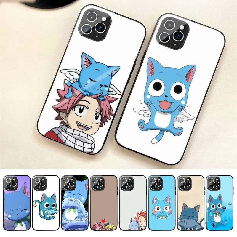 

Manga Fairy Tail Happy Cute Cat Anime Phone Case For Iphone 7 8 Plus X Xr Xs 11 12 13 Se2020 Mini 14 Pro Max Tempered Glass
