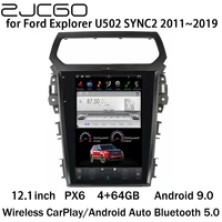 zjcgo car multimedia player stereo gps px6 radio navigation navi android 9 screen for ford explorer u502 sync2 20112019