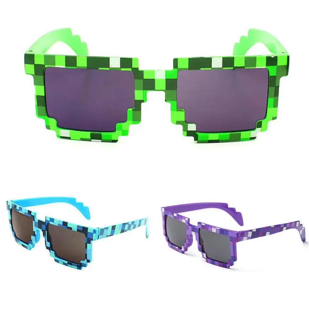 Minecrafter Square Pixel Mosaic Glasses Fashion Cosplay Sunglasses Adults Kids Action Game Toy Children Gift Decorate