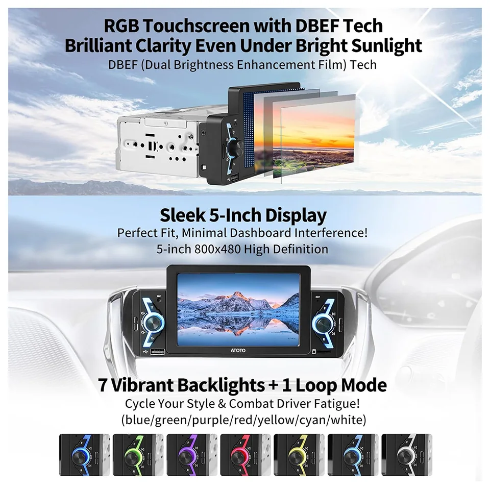 Автомагнитола ATOTO F7WE стерео-система на Android с сенсорным экраном 5 дюймов