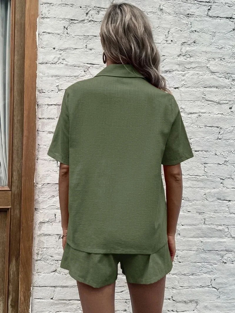 Весенне-летние новые однотонные шорты с короткими рукавами небольшой костюм