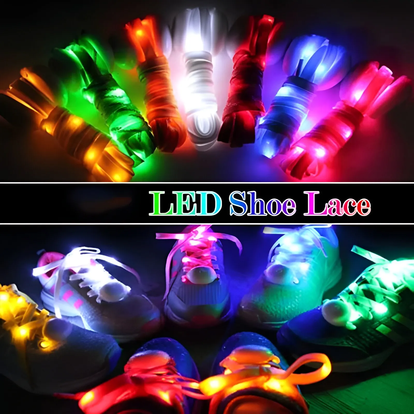 

LED Sport Shoe Laces Luminous Shoelaces Glow Shoe Strings Round Flash Light Shoelaces No Tie Lazy Shoe Laces Party Decor