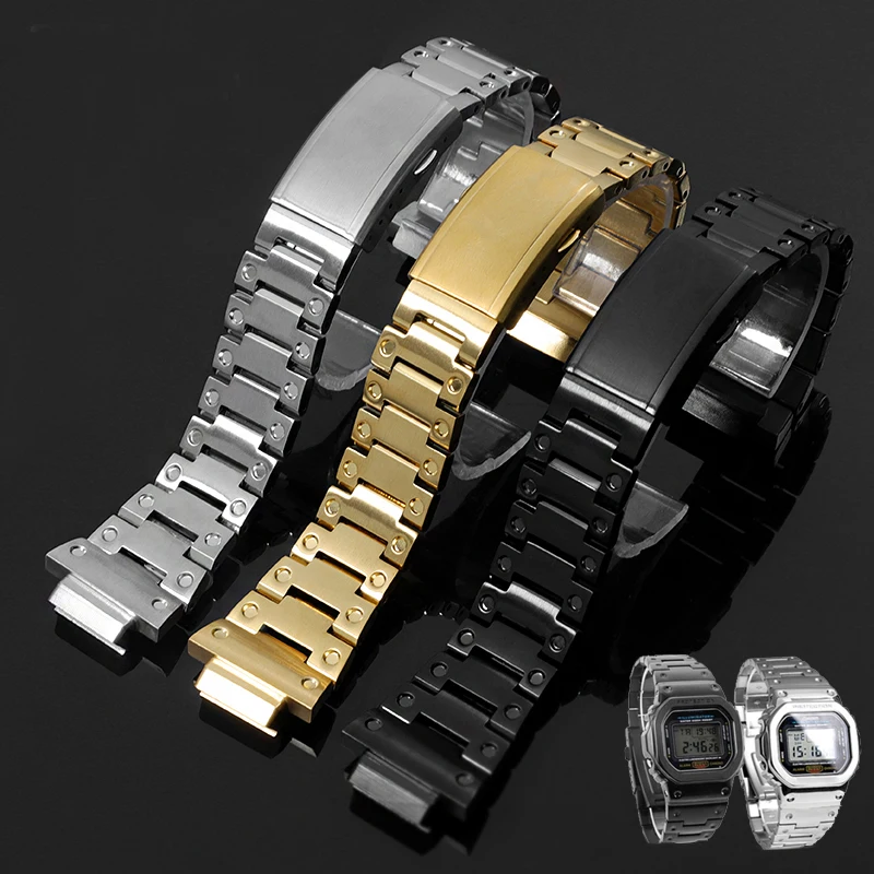 

Watchband For Casio G-Shock Solid Fine Steel Watch Strap GW-5000 5035 DW5600 GWM5610 Men's Bracelet Watch Chain 16mm