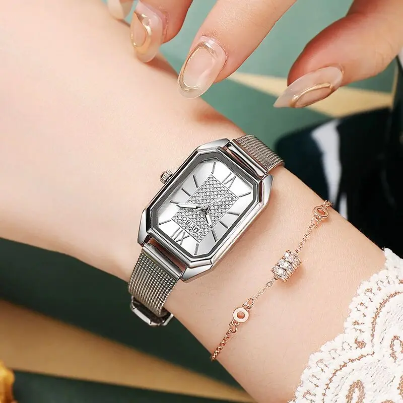 Женские квадратные часы 2022 роскошные женские кварцевые из нержавеющей стали