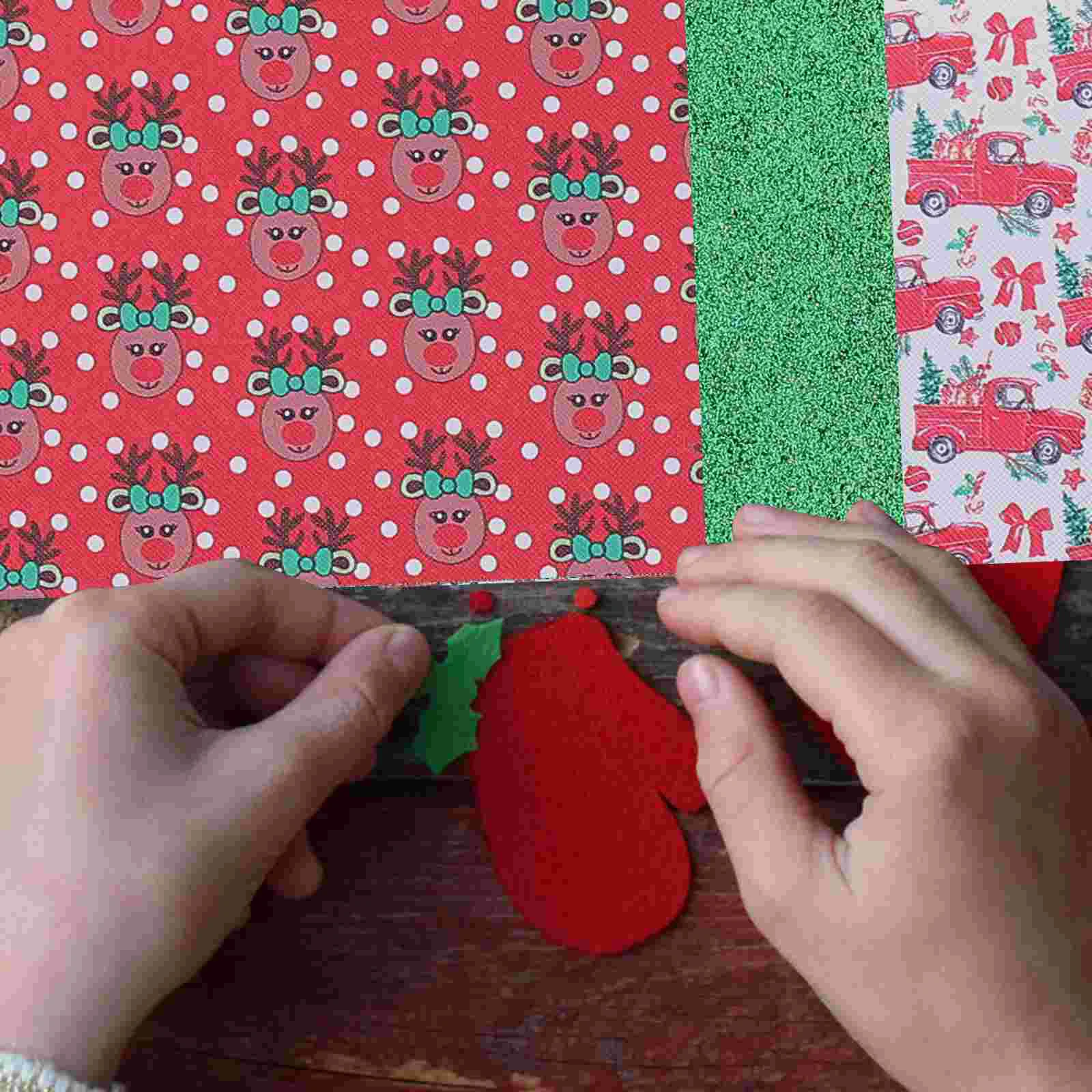 

Fabric Sheets Christmas Sheet Pu Faux Printed Glitter Diybag Making Material Holiday Coloredsynthetic Theme Artificial Series