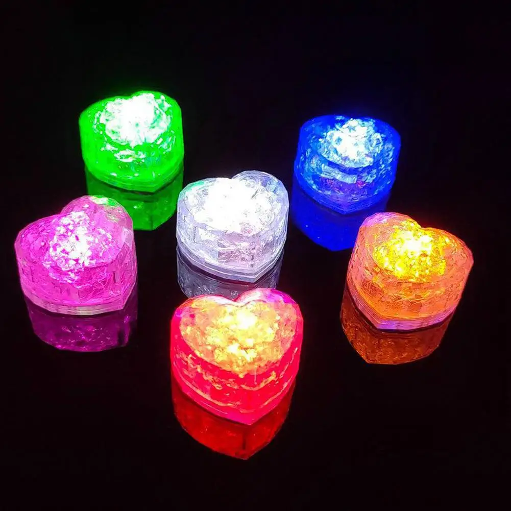 

12Pcs Colorful Ice Cubes LED Night Light Toy Heart Shape Luminous Ice Cubes Atmosphere Decorations For 15-30h